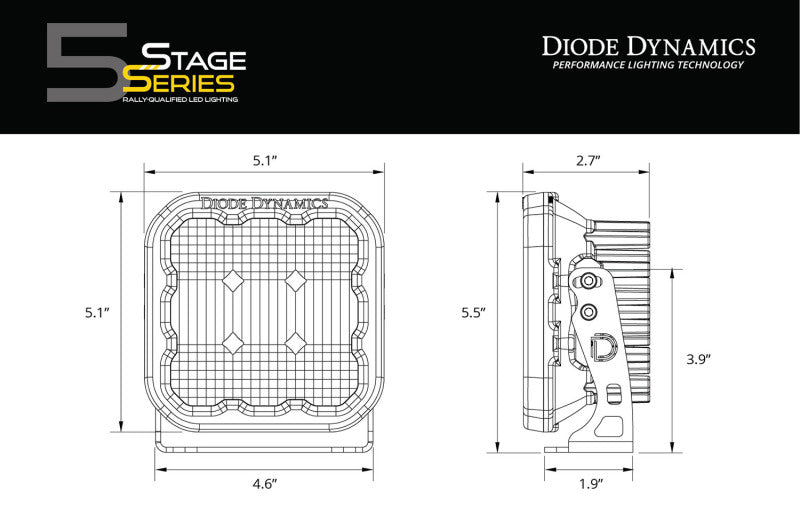 Diode Dynamics SS5 LED Pod Pro - Yellow Combo (Pair)