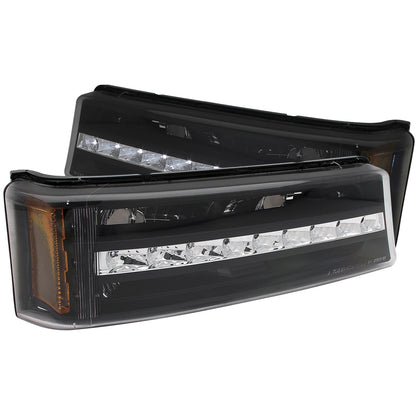 ANZO 2003-2006 Chevrolet Silverado 1500 LED Parking Lights Black w/ Amber Reflector