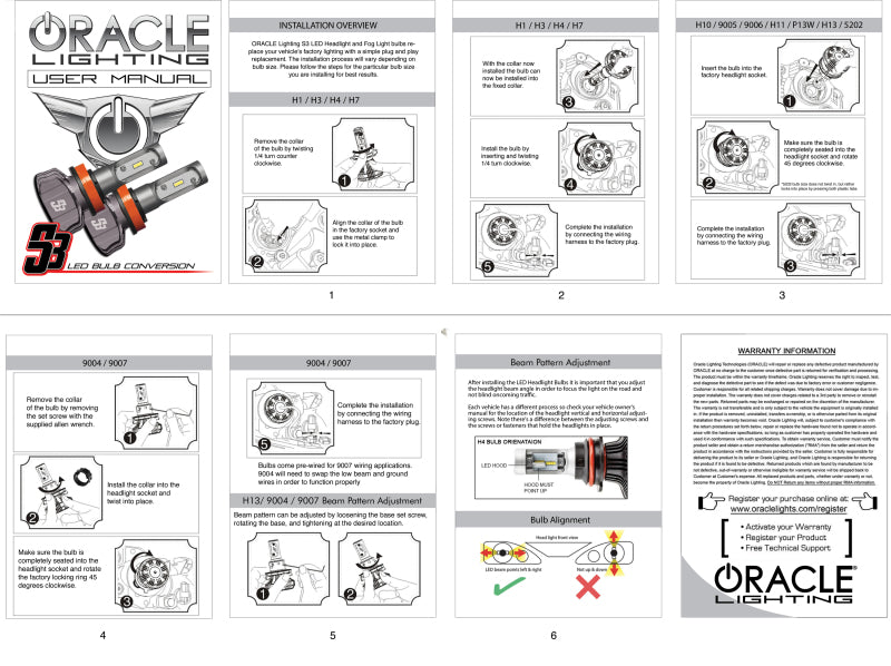 Oracle H13 - S3 LED Headlight Bulb Conversion Kit - 6000K