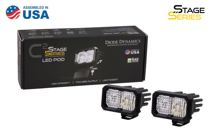 Diode Dynamics Stage Series 2 In LED Pod Pro - White Combo Standard WBL (Pair)