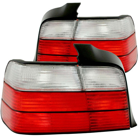 ANZO 1992-1998 BMW 3 Series E36 Taillights Red/Clear