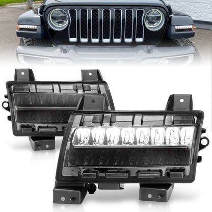 ANZO 2018-2021 Jeep Wrangler LED Side Markers Chrome Housing Smoke Lens w/ Sequential Signal