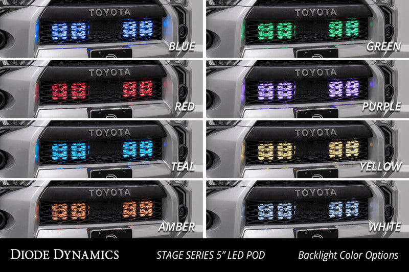 Diode Dynamics 14-23 Toyota 4Runner SS5 Stealth Grille LED 4-Pod Kit - Pro White Combo