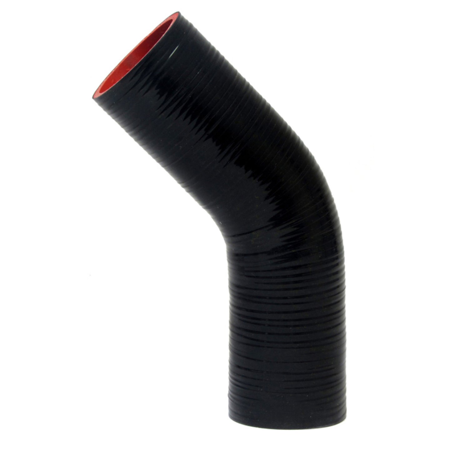 HPS 1.25" ID, 10" Leg, Silicone 45 Degree Elbow Coupler Hose, High Temp 4-ply Reinforced, Black (32mm ID)