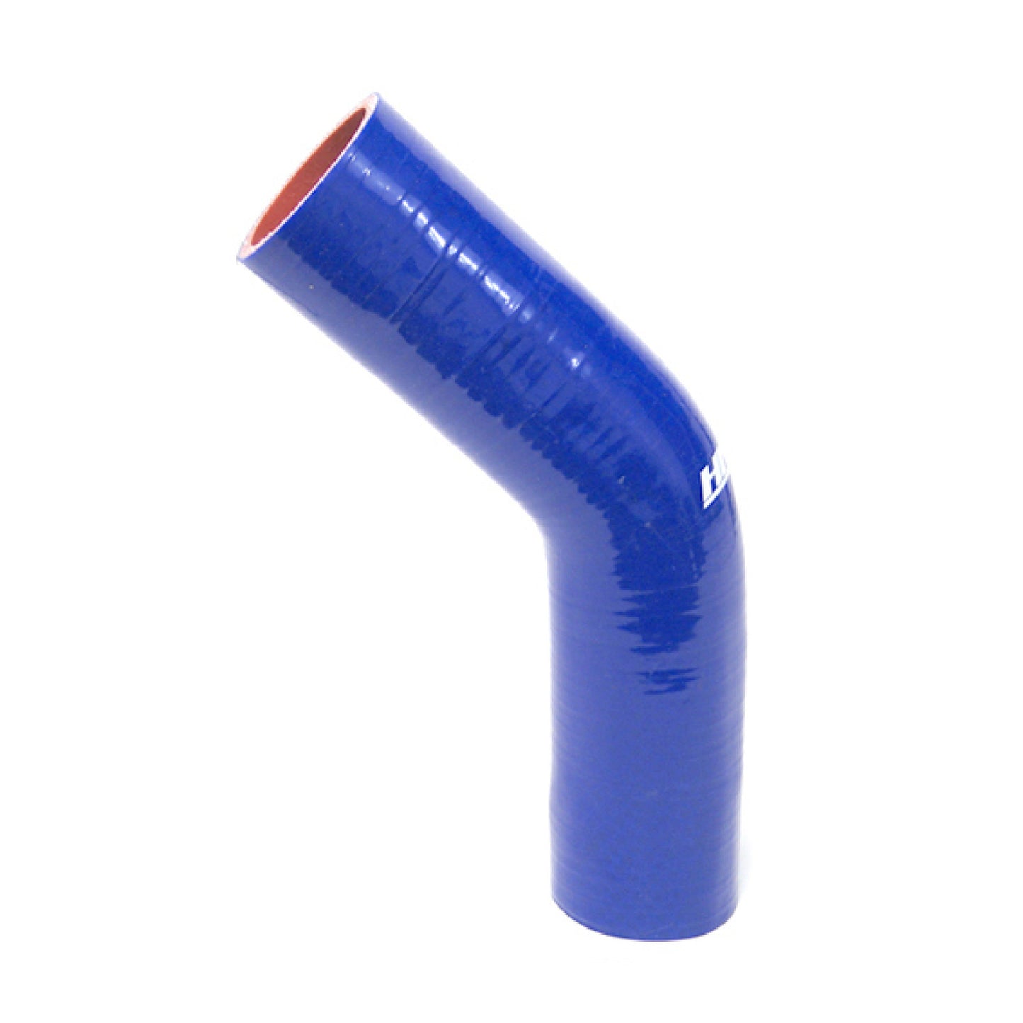 HPS 1.5" ID, 10" Leg, Silicone 45 Degree Elbow Coupler Hose, High Temp 4-ply Reinforced, Blue (38mm ID)