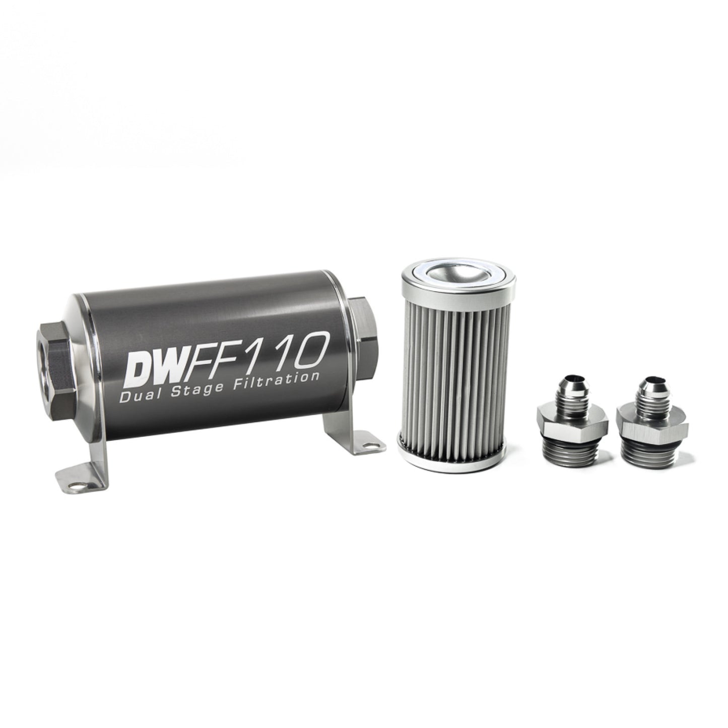Deatschwerks In-line fuel filter element and housing kit, stainless steel 10 micron, -6AN, 110mm. Universal